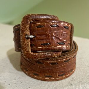 Unbranded Men’s‎ Brown Distressed Worn leather Belt Western Belt small